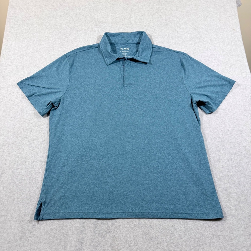 01.Algo Polo Shirt Men XXL Blue Performance Heathered Short Sleeve